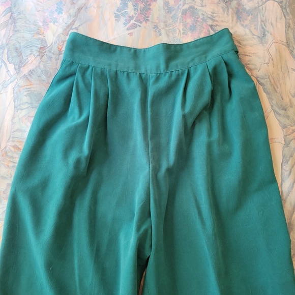 80s High-waisted Trousers Pants Tapered Leg Cyan - Picture 3 of 9